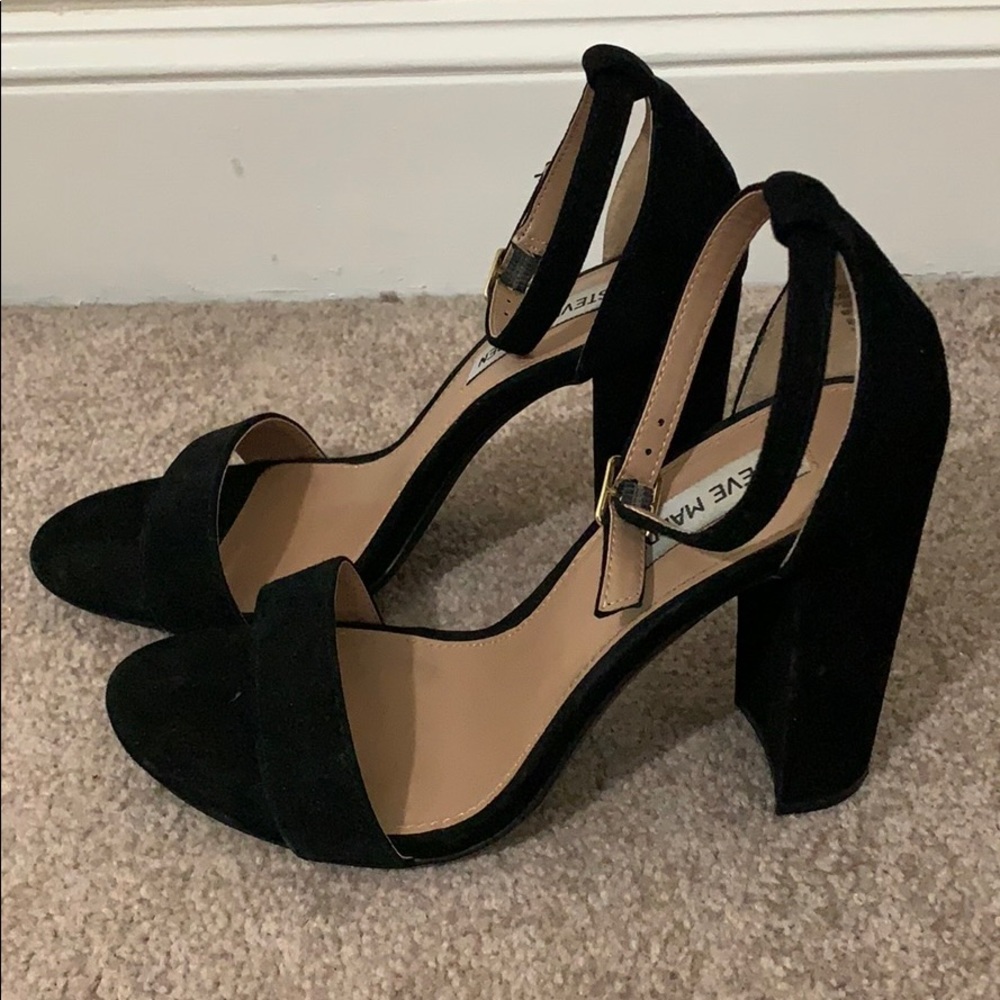 Steve Madden Black Suede Block Heel Sandals